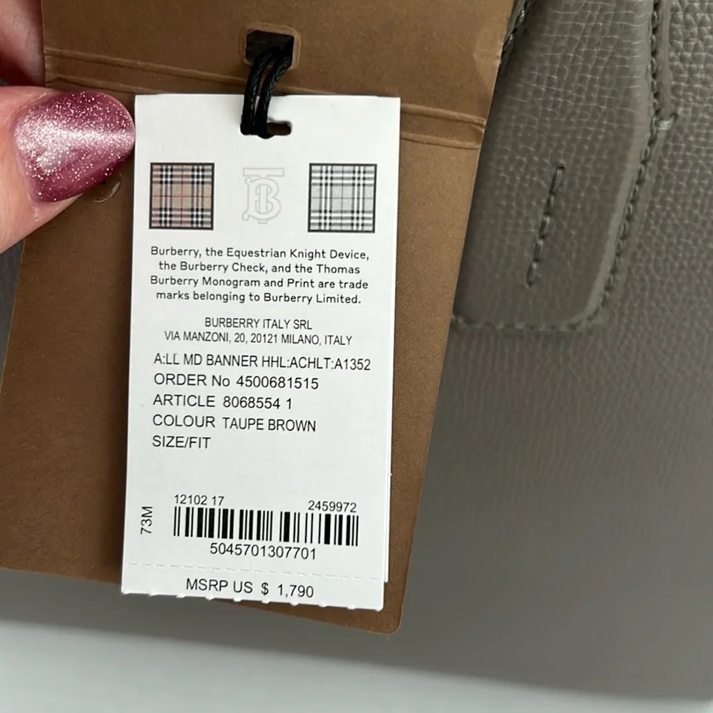 Burberry Medium Banner House Check Leather Tote Bag